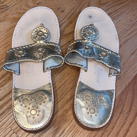 Jack Rogers Gold Flat Jack Sandals - Picture 4 of 13